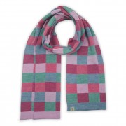 Scarf | Checkered Past | Aqua Marle-Guava Pink | Extra Fine Merino Wool